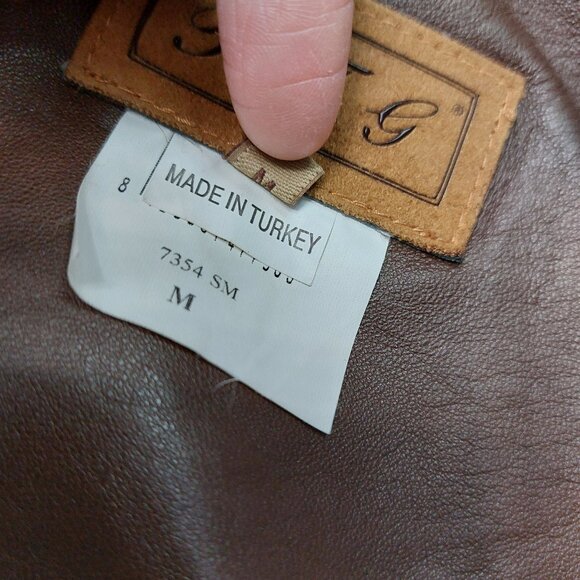 Vintage J.J.G Men's Pony Calfskin Leather Coat Jacket in a light Brown Tan M - Picture 12 of 13